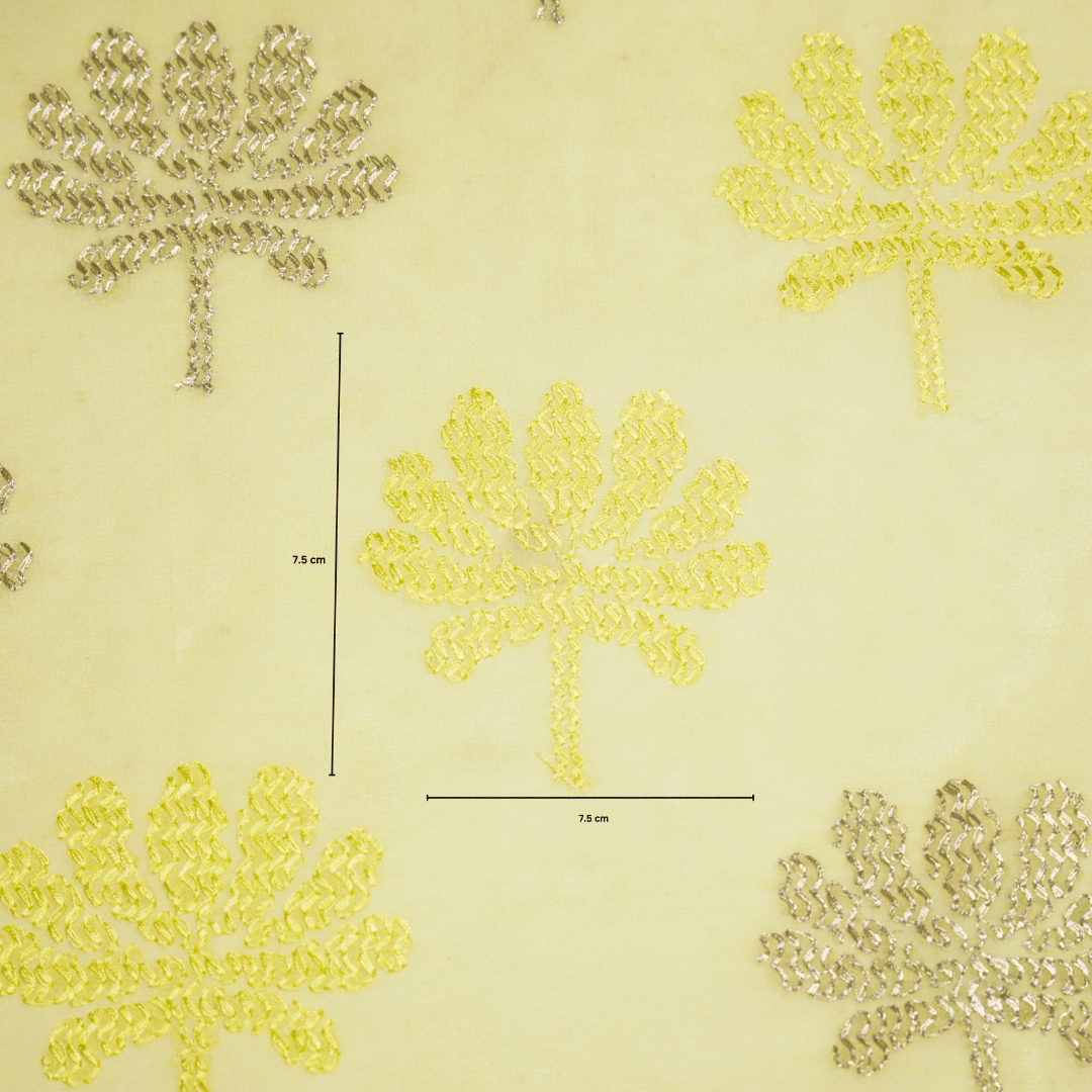 Lemon Semi Georgette Tanvi Buta Embroidered Fabric