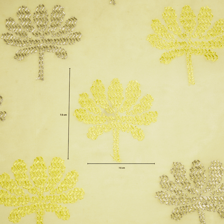 Lemon Semi Georgette Tanvi Buta Embroidered Fabric
