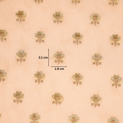 Hemika Buti on Peach Silk Chanderi Embroidered Fabric