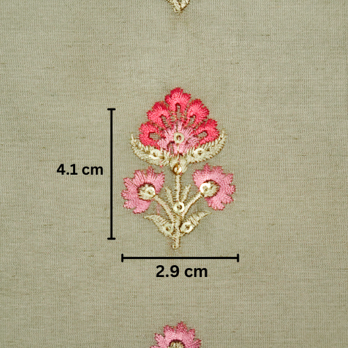 Gulika Buta Buti Mixture  on Mouse Silk Chanderi Embroidered Fabric