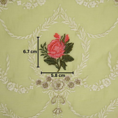 Roseen Jaal on Light Lemon Cotton Silk Embroidered Fabric