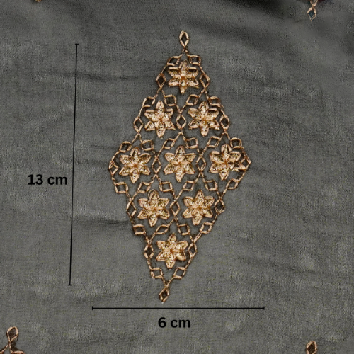 Aseela Buta on Black Semi Georgette Embroidered Fabric