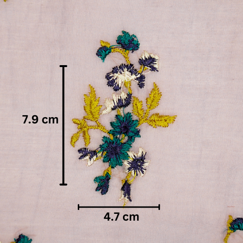 Ayda Buta Buti Mixture on Lavender Cotton Silk Embroidered Fabric