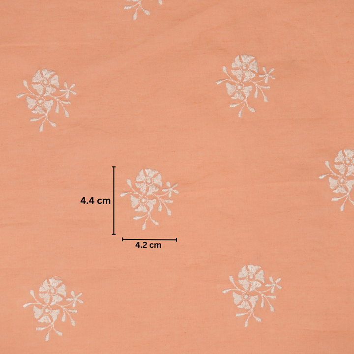 Peach Malmal Shyla Peri Buti Embroidered Fabric