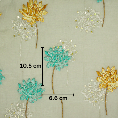 Nahla Buta on Light Grey Cotton Silk Embroidered Fabric