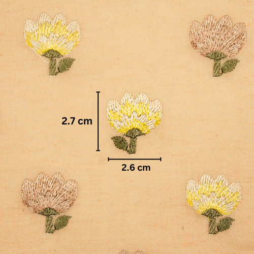 Ruhiya Buti on Peach Cotton Linen Embroidered Fabric