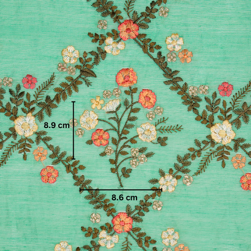 Charita Jaal on Aqua Silk Chanderi Embroidered Fabric