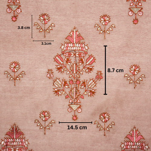 Rafa Mix Buta on Onion Luxe Silk Chanderi Embroidered Fabric