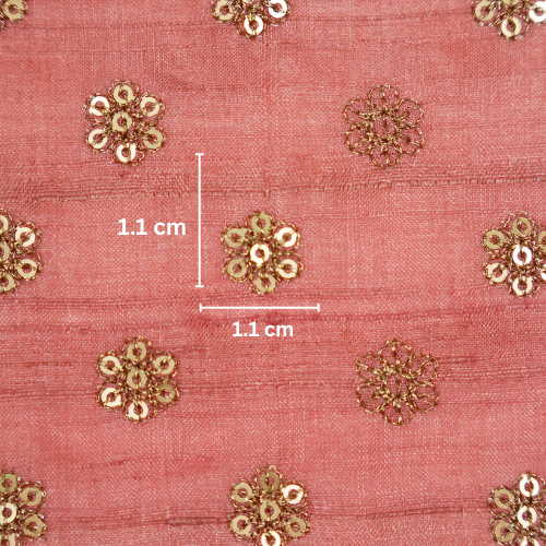 Rati Buti on Dusky Pink Tussar Silk Embroidered Fabric