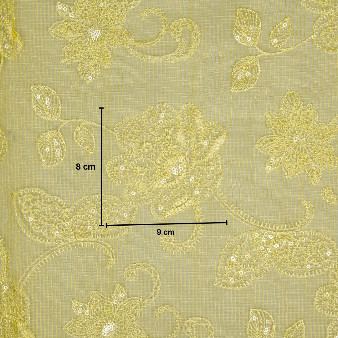 Chaitra Floral Jaal on Pale Yellow Munga Kota
