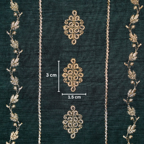 Akaar jaal on Bluish Grey Raw Silk Embroidered Fabric