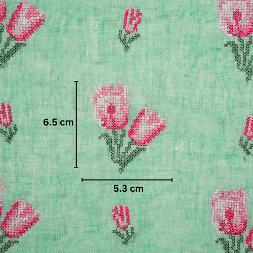 Asma Buti on Aqua Gauged Linen