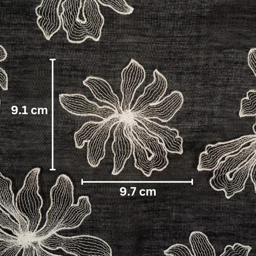 Sakina Buta on Black Cotton Silk Embroidered Fabric