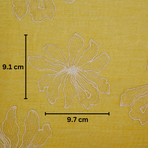 Sakina Buta on Gold Cotton Silk Embroidered Fabric