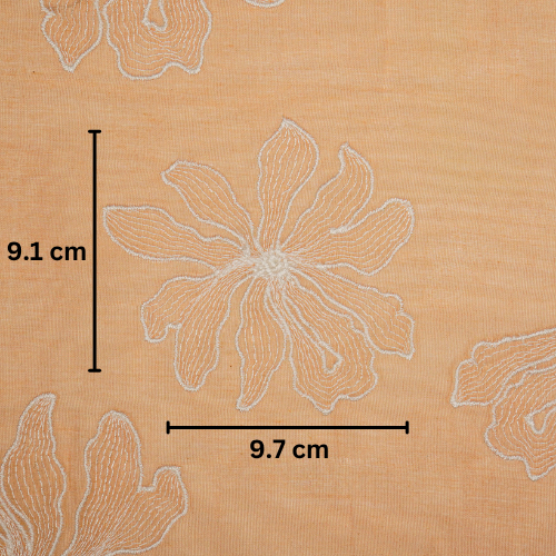 Sakina Buta on Peach Cotton Silk Embroidered Fabric