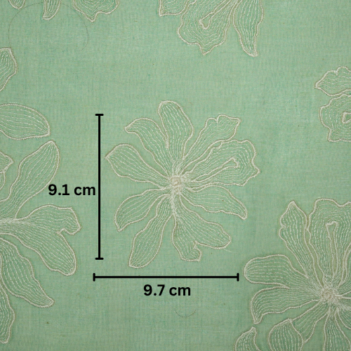 Sakina Buta on Mint Cotton Silk Embroidered Fabric