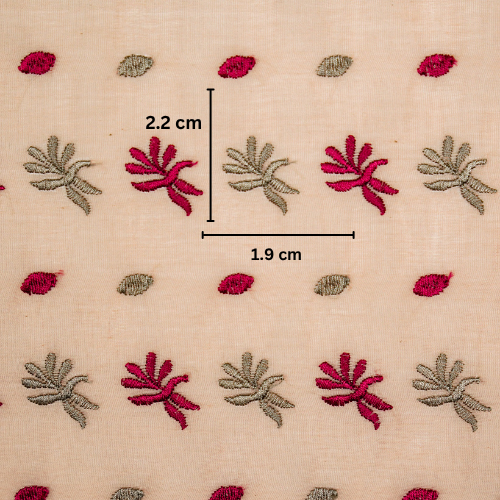 Smita Buti on Light/Peach Cotton Silk Embroidered Fabric