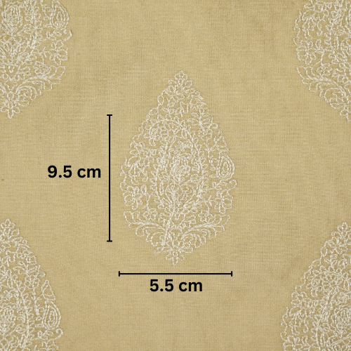 Meherza Buta on Ecru Cotton Silk Embroidered Fabric