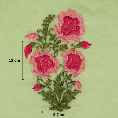 Aria Floral Buta on Sea Green Malmal Embroidered Fabric