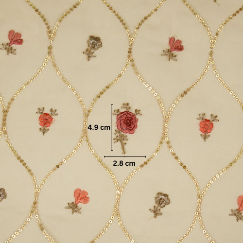 Rosha Jaal On Beige Semi Organza