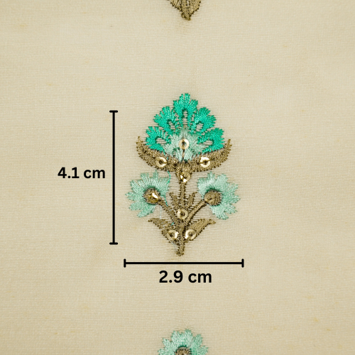 Gulika Buta Buti Mixture  on Cream Silk Chanderi Embroidered Fabric