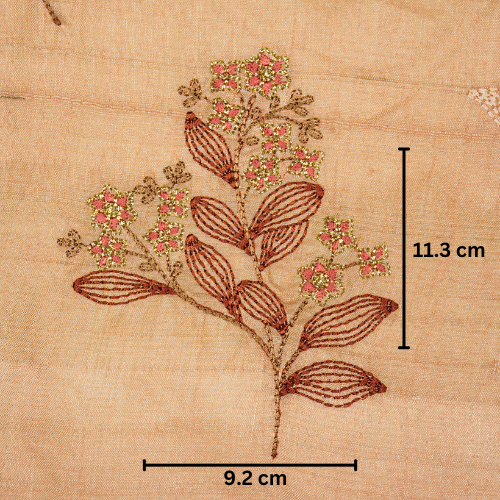 Kisalay Buta On Light Peach Tussar Silk Embroidered Fabric