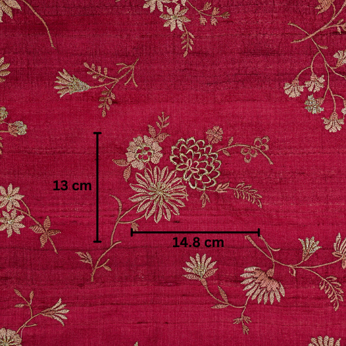 Mahzar Jaal On Magenta Tussar Silk Embroidered Fabric