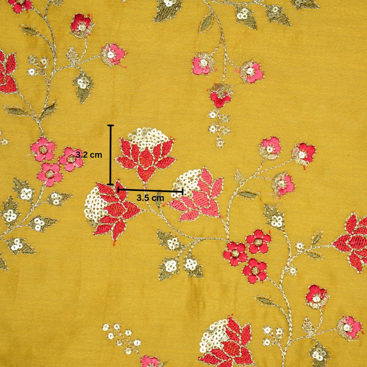 Lotus Sequins Jaal on Gold Silk Chanderi