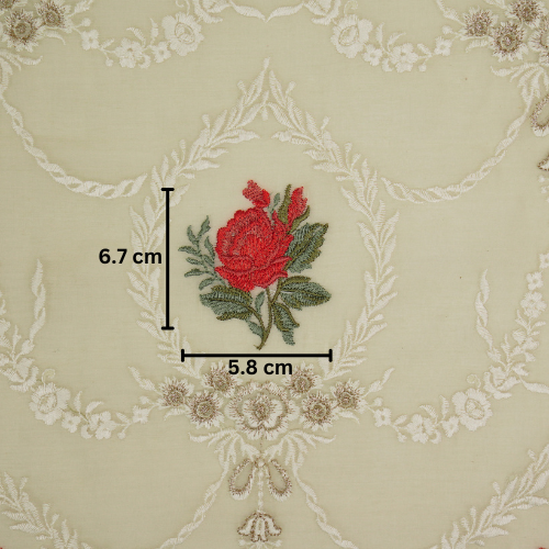 Roseen Jaal on Cream Cotton Silk Embroidered Fabric