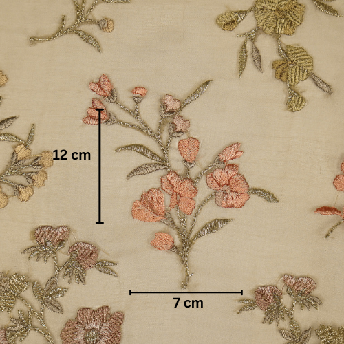 Basira Jaal on Light Mouse Silk Organza Embroidered Fabric