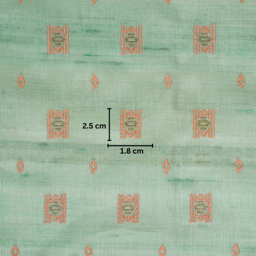 Nishan Buti On Aqua Tussar Silk Embroidered Fabric