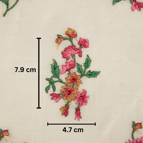 Ayda Buta Buti Mixture on Natural Ivory Cotton Silk Embroidered Fabric