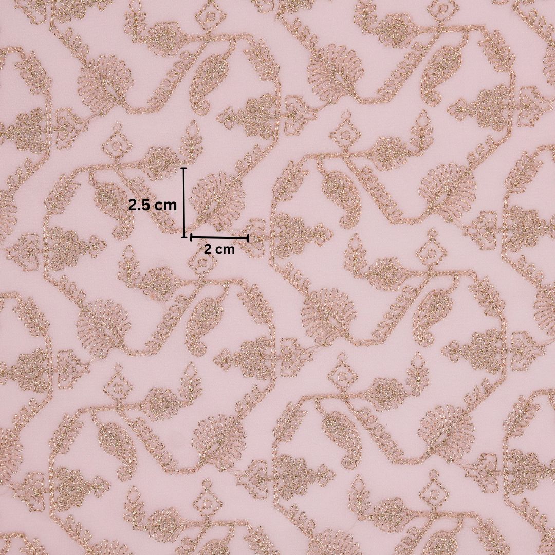 Kanak Jaal on Baby Pink Georgette Embroidered Fabric