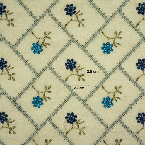 Tarika Jaal on Ecru Malmal Embroidered Fabric