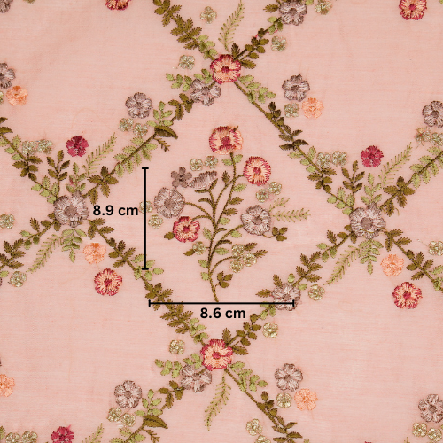 Charita Jaal on Light Gajari Silk Chanderi Embroidered Fabric