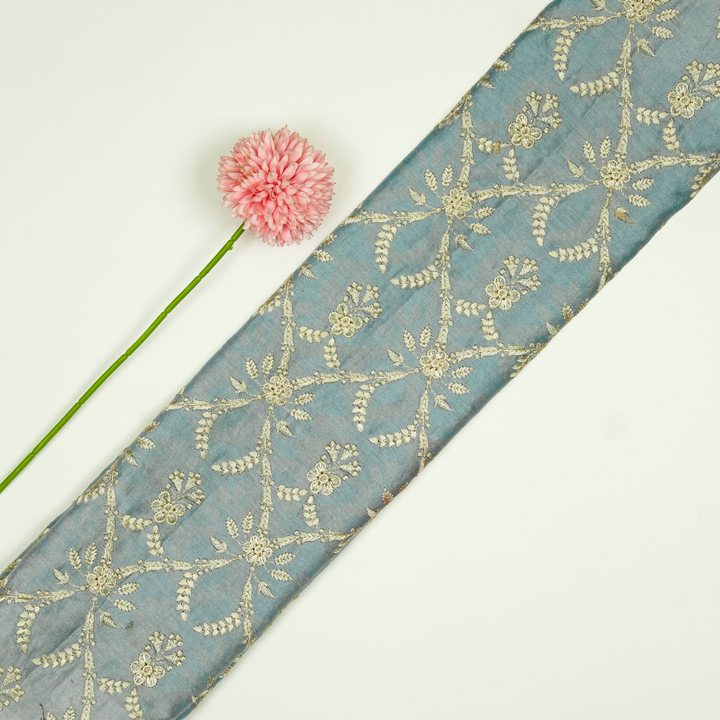 Trishika Jaal on Sky Blue Silk Chanderi Embroidered Fabric