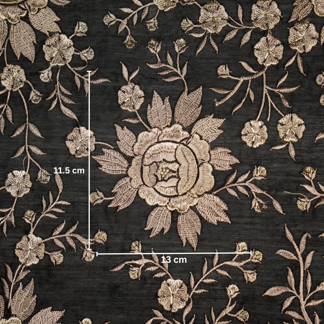 Zarna Floral Jaal on Black Silk Chanderi