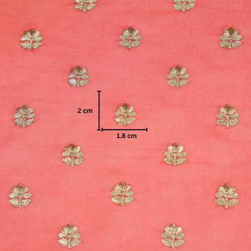 Lumah Buti on Tomato Semi Georgette Embroidered Fabric