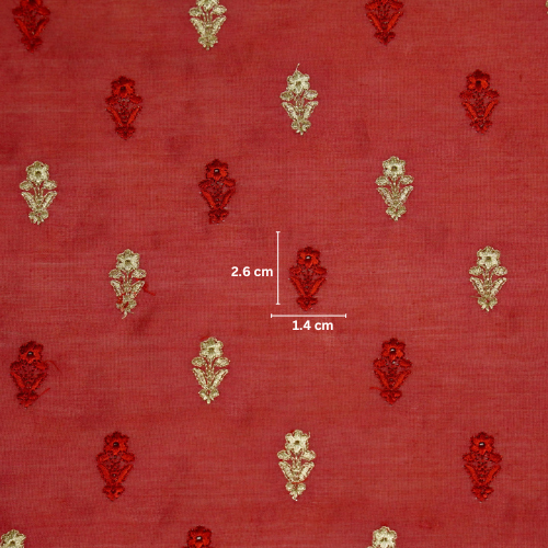 Tusha Buti on Maroon Luxe Silk Chanderi Embroidered Fabric