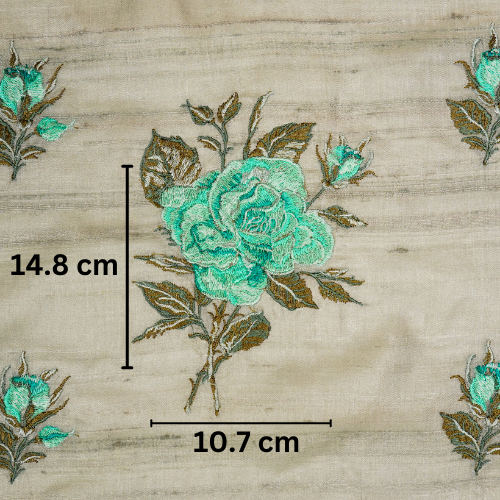 Samreen Buta on Grey Tussar Silk Embroidered Fabric