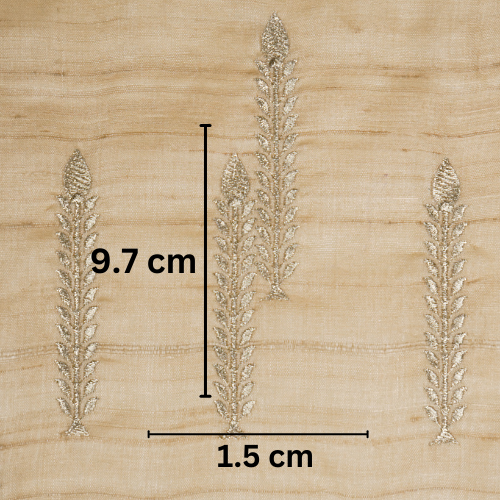 Arika Buta on Natural Tussar Silk Embroidered Fabric