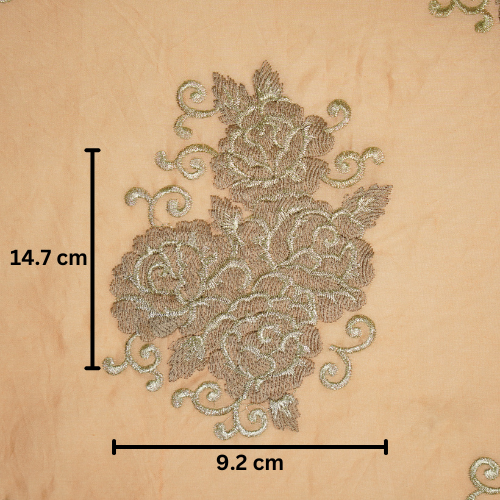 Pallav Buta on Light Peach Silk Chanderi Embroidered Fabric