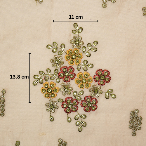 Abeer Bunch Buta on Light Blush Silk Chanderi Embroidered Fabric