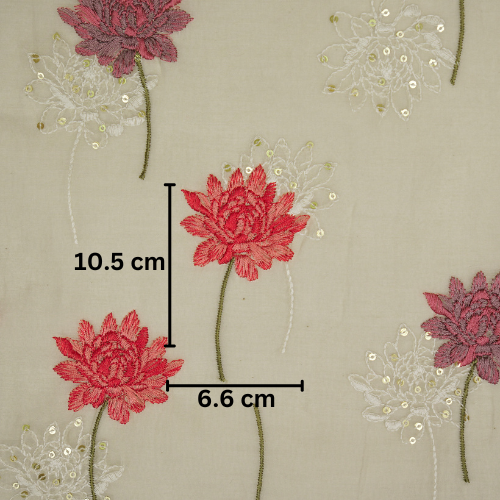 Nahla Buta on Ecru Cotton Silk Embroidered Fabric