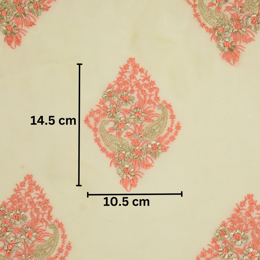 Abila Buta on Ivory Semi Georgette Embroidered Fabric