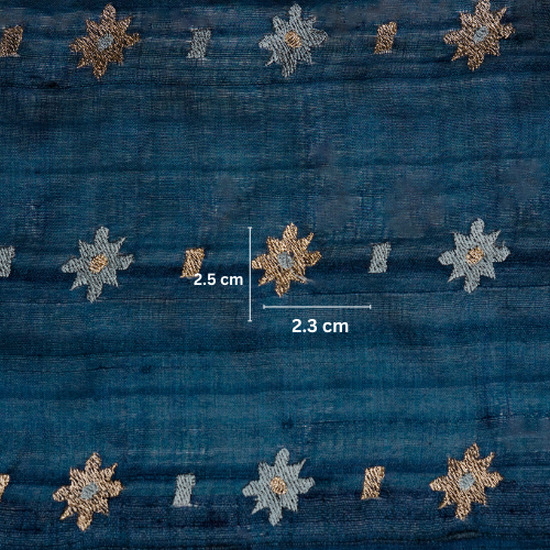 Asin Buti on Prussian Blue Tussar Silk Embroidered Fabric
