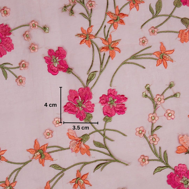 Abstract Floral Jaal on Gajari Silk Organza