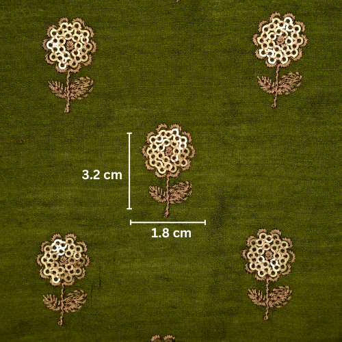 Ratrika Buti on Olive Munga Silk Embroidered Fabric