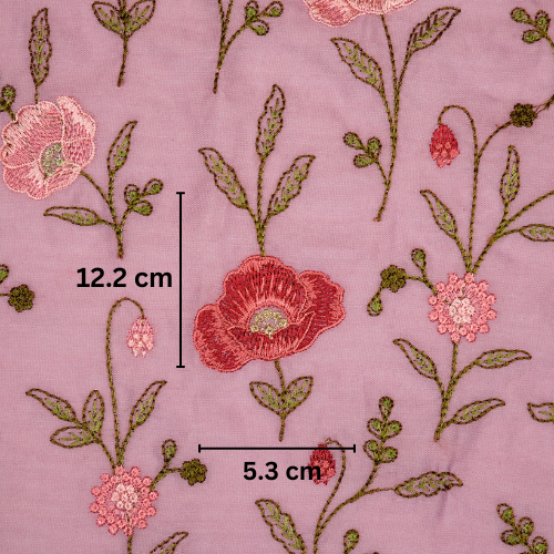 Sahra Jaal on Mauve Silk Chanderi Embroidered Fabric
