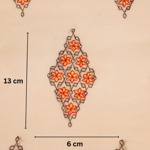 Aseela Buta on Light Peach Semi Georgette Embroidered Fabric